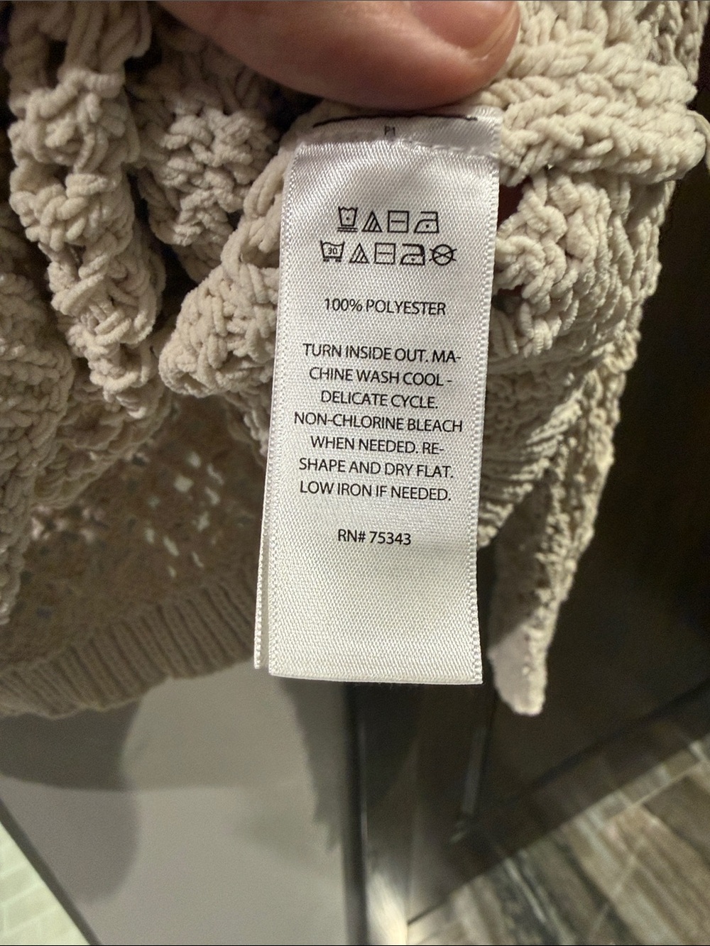 Light cream Open-Knit Crewneck Sweater - Picture 3 of 6